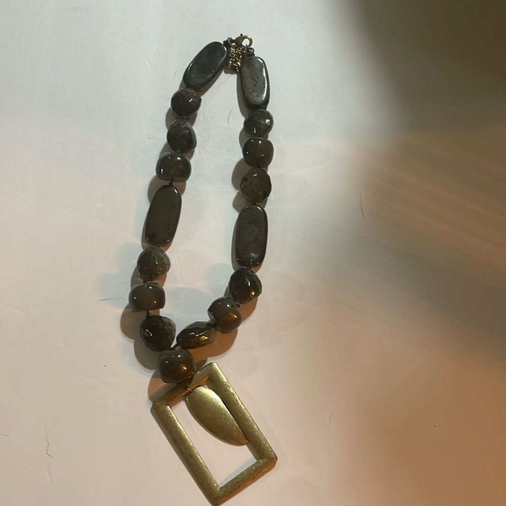 Vintage Chicos brown bead and gold necklace